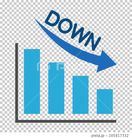 Bar graph and arrow (downward) Bar graph and arrow (downward) 105817332