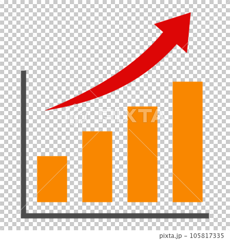 Bar chart and arrow (rising to the right) Bar chart and arrow (rising to the right) 105817335