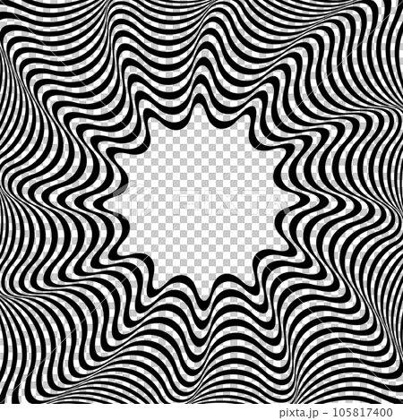Rotation Whirl Motion and 3D Illusion in Abstract Op Art Wavy Lines Pattern. Vector Illustration. Rotation Whirl Motion and 3D Illusion in Abstract Op Art Wavy Lines Pattern. Vector Illustration. 105817400