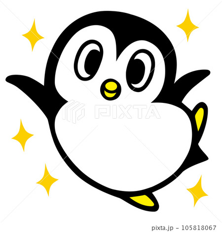 かわいいシンプルペンギン　嬉しくて万歳ポーズ(キラキラ付) 105818067