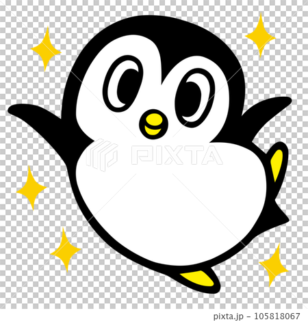 かわいいシンプルペンギン　嬉しくて万歳ポーズ(キラキラ付) 105818067