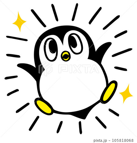 かわいいシンプルペンギン　感激バンザイポーズ 105818068