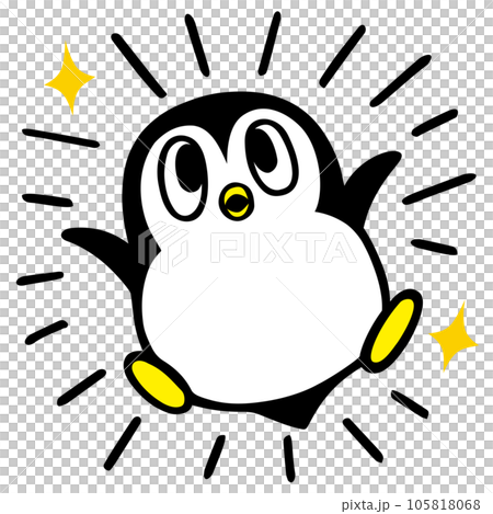 かわいいシンプルペンギン　感激バンザイポーズ 105818068