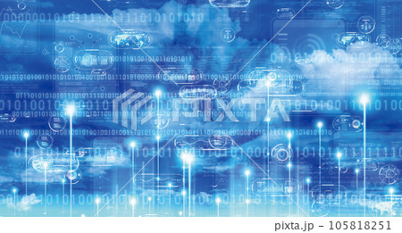 空とサイバーホログラムCG 空とサイバーホログラムCG 105818251