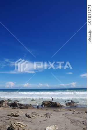 台風の余波で波高い赤羽根海岸 105818271