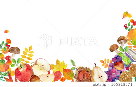 秋の装飾フレーム　木目　背景素材 105818371