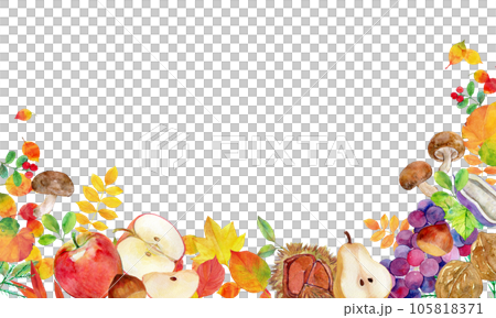 秋の装飾フレーム　木目　背景素材 105818371