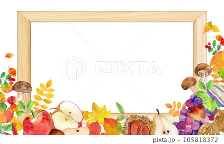 秋の装飾フレーム　木目　背景素材 105818372