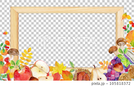 秋の装飾フレーム　木目　背景素材 105818372