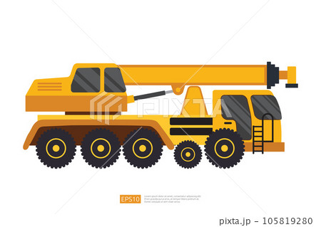 yellow crane truck illustration on white background. Isolated construction vehicle car. heavy equipment commercial transportation vehicle flat vector yellow crane truck illustration on white background. Isolated construction vehicle car. heavy equipment commercial transportation vehicle flat vector 105819280