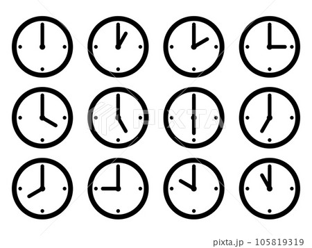 シンプルな時計のアイコンの12時間セット 105819319