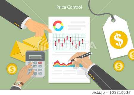 Flat Vector Conceptual Illustration of Price Control Strategy 105819337