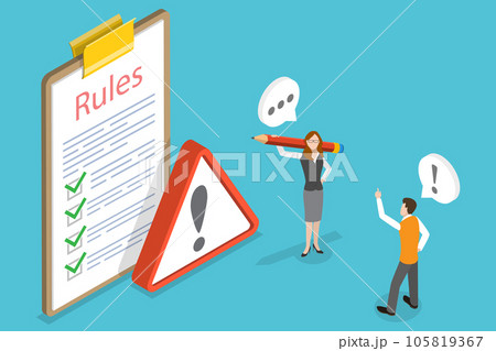 3D Isometric Flat Vector Conceptual Illustration of Regulatory Instructions 105819367