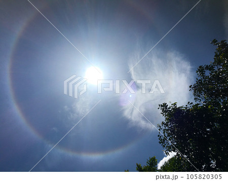 Photo of the sun halo at noon It is a natural phenomenon that occurs before the rains in the rainy season. 105820305