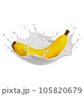 banana splash milk isolated. 3D render illustration 105820679