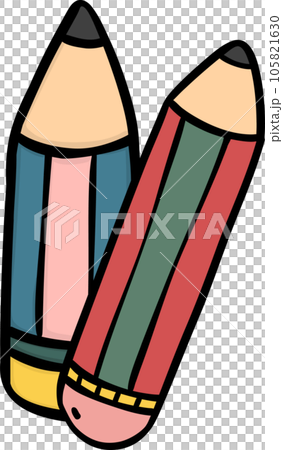 Colorful Stationery Icons. Cute Back to School Supplies Artistic Doodle Illustration. Colorful Stationery Icons. Cute Back to School Supplies Artistic Doodle Illustration. 105821630