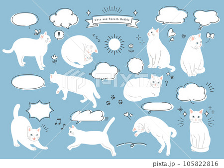 ねこと手描きの吹き出しセット ねこと手描きの吹き出しセット 105822816