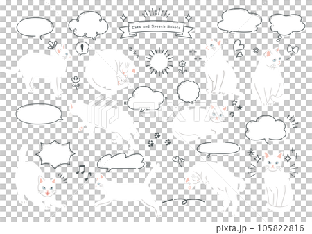 ねこと手描きの吹き出しセット ねこと手描きの吹き出しセット 105822816