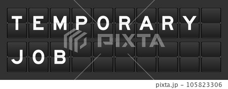 Black color analog flip board with word temporary job on gray background 105823306