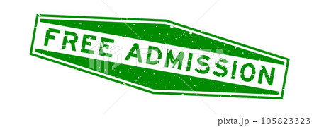 Grunge green free admission word hexagon rubber seal stamp on white background Grunge green free admission word hexagon rubber seal stamp on white background 105823323