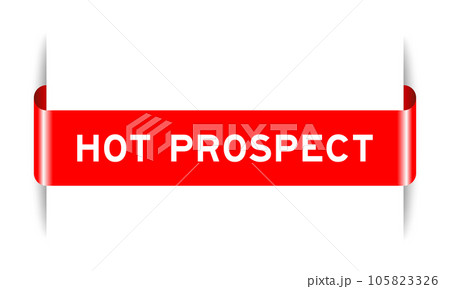 Red color inserted label banner with word hot prospect on white background 105823326