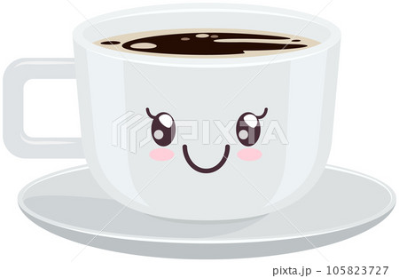 Kawaii Coffee Cups With Different Hot Drinks Stock Illustration - Download  Image Now - Coffee - Drink, Cute, Latte - iStock