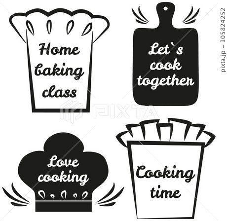 Set of chef logo design with modern concept. Hand writings about kitchen, food and cooking 105824252
