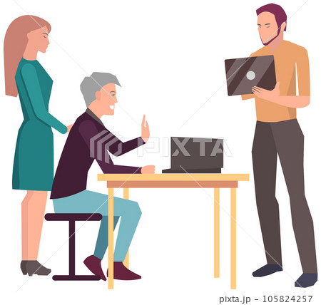 Meeting to discuss starting project, business plan. Colleagues discussing work in entrepreneurship 105824257