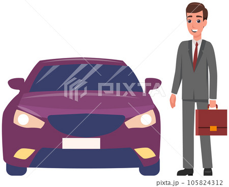Businessman next to his personal transport. Man in business suit, entrepreneur near expensive car Businessman next to his personal transport. Man in business suit, entrepreneur near expensive car 105824312
