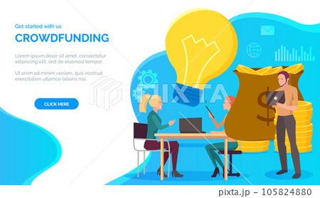 People working with crowdfunding and investment. Raising capital, accumulating wealth concept People working with crowdfunding and investment. Raising capital, accumulating wealth concept 105824880