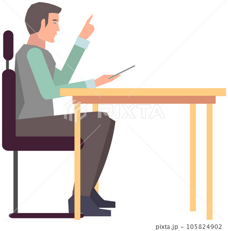 Businessman sitting at workplace and holding digital tablet PC. Man working with technology 105824902