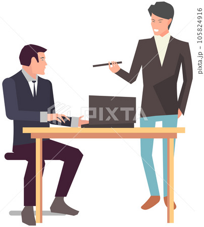 Meeting to discuss starting project, business plan. Colleagues discussing work in entrepreneurship 105824916