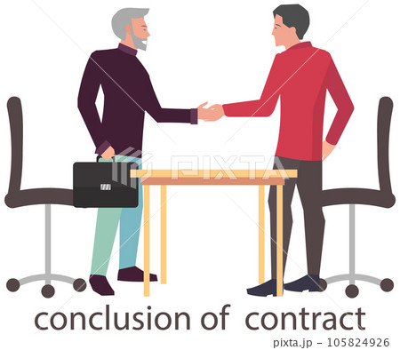 Meeting of two businessmen and agreement handshake. Business partners conclude new contract Meeting of two businessmen and agreement handshake. Business partners conclude new contract 105824926