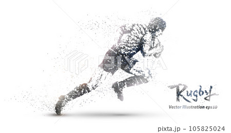 点描画風のラグビーのシルエット、ベクターイラストレーション 105825024