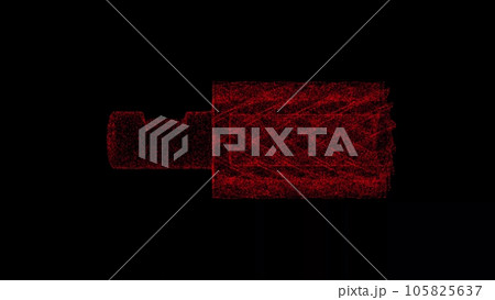 3D milling cutter on black bg. Object dissolved red flickering particles. Business background. Science concept. Abstract bg title, presentation. Holographic screensaver. 3D animation 3D milling cutter on black bg. Object dissolved red flickering particles. Business background. Science concept. Abstract bg title, presentation. Holographic screensaver. 3D animation 105825637