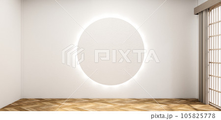 Modern japan style empty room decorated with white slat wall. 105825778