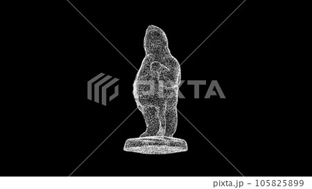 Gnome 3D Wireframe Hologram in Motion. Nice 3D Rendering 105825899