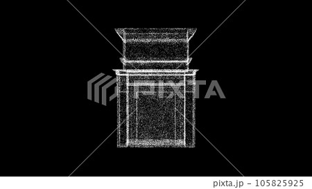Fireplace 3D Wireframe Hologram in Motion. Nice 3D Rendering Fireplace 3D Wireframe Hologram in Motion. Nice 3D Rendering 105825925