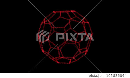 3D red polyhedral ball on black backdrop. Object consisting of flickering particles. Science tutorial concept. Abstract backdrop for logo, title, presentation. 3D animation 3D red polyhedral ball on black backdrop. Object consisting of flickering particles. Science tutorial concept. Abstract backdrop for logo, title, presentation. 3D animation 105826044