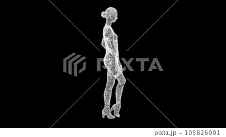 3D Business Lady on black background. Office worker, secretary, assistant manager. A businesswoman thinks. Business concept. For title, text, presentation. 3d animation. 3D Business Lady on black background. Office worker, secretary, assistant manager. A businesswoman thinks. Business concept. For title, text, presentation. 3d animation. 105826091