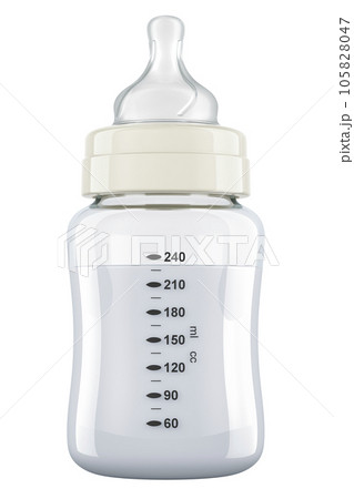 Baby bottle with infant formula, 3D rendering Baby bottle with infant formula, 3D rendering 105828047