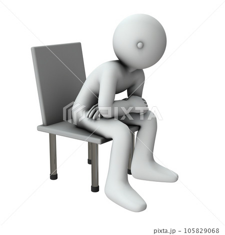 椅子に座り、ぼーっとこちらを見つめる人物。 105829068