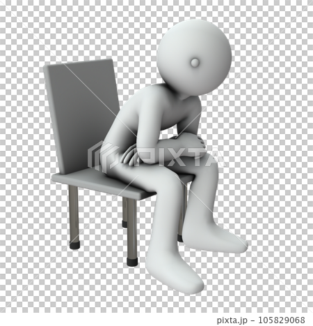 椅子に座り、ぼーっとこちらを見つめる人物。 105829068