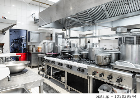Kitchen appliances in professional kitchen in a modern restaurant 105829844