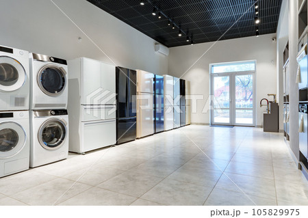 Washing machines and drying machines home appliance retail store showroom Washing machines and drying machines home appliance retail store showroom 105829975