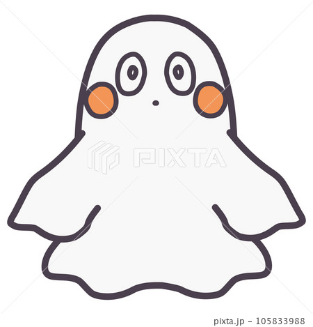 ぼんやりした表情のかわいいおばけのカラーイラスト 105833988