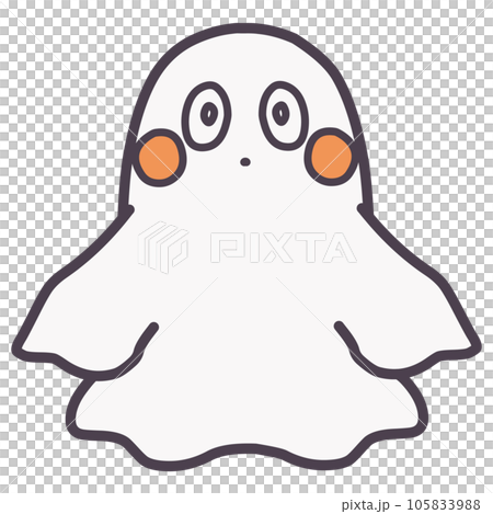 ぼんやりした表情のかわいいおばけのカラーイラスト 105833988