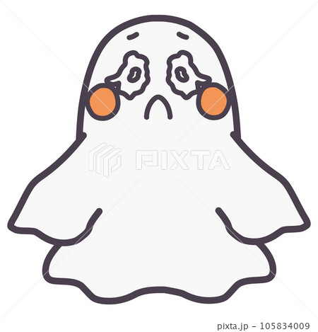 泣きそうな悲しい表情のかわいいおばけのカラーイラスト 泣きそうな悲しい表情のかわいいおばけのカラーイラスト 105834009
