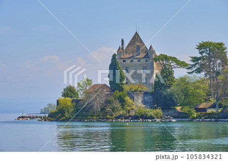 A landscape around Yvoire village on a sunny day, France 105834321