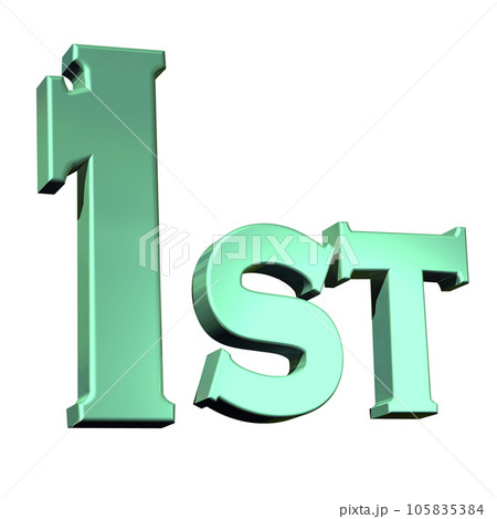 立体（3D）文字「1st /ファースト」グリーン,緑 105835384